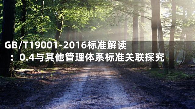 GB/T19001-2016标准解读：0.4与其他管理体系标准关联探究