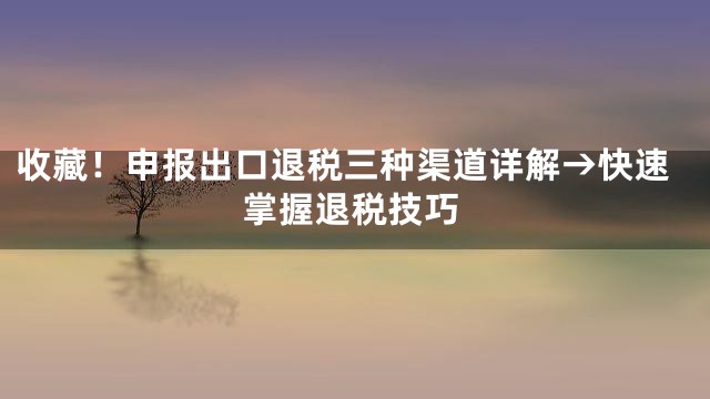 收藏！申报出口退税三种渠道详解→快速掌握退税技巧