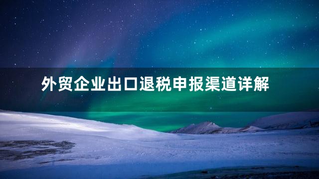 外贸企业出口退税申报渠道详解