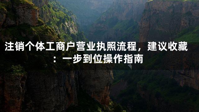 注销个体工商户营业执照流程，建议收藏：一步到位操作指南
