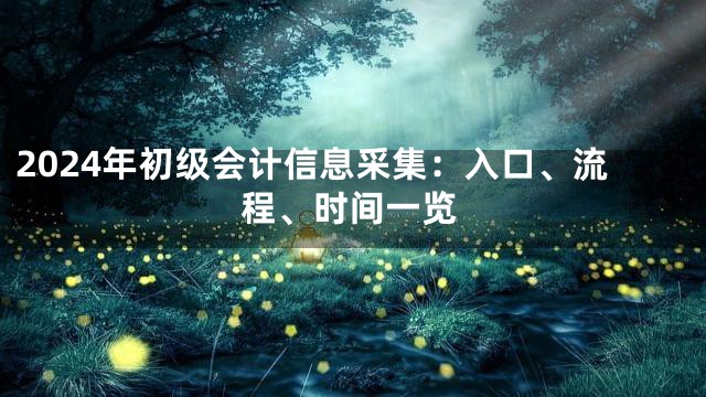 2024年初级会计信息采集：入口、流程、时间一览
