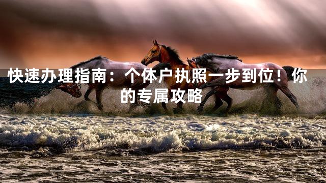 快速办理指南：个体户执照一步到位！你的专属攻略