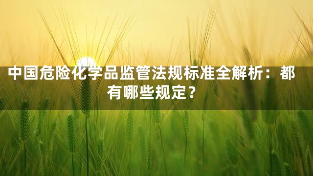 中国危险化学品监管法规标准全解析：都有哪些规定？
