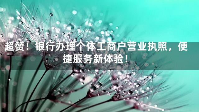 超赞！银行办理个体工商户营业执照，便捷服务新体验！