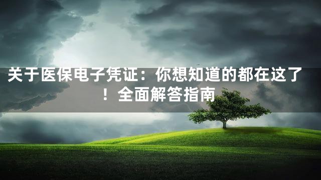 关于医保电子凭证：你想知道的都在这了！全面解答指南