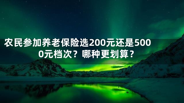 农民参加养老保险选200元还是5000元档次？哪种更划算？