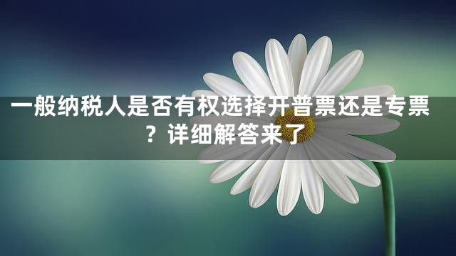 一般纳税人是否有权选择开普票还是专票？详细解答来了