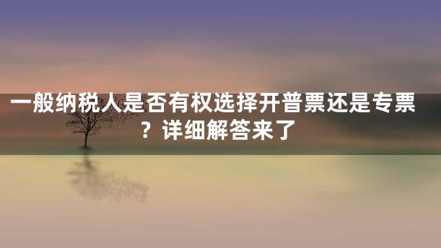 一般纳税人是否有权选择开普票还是专票？详细解答来了