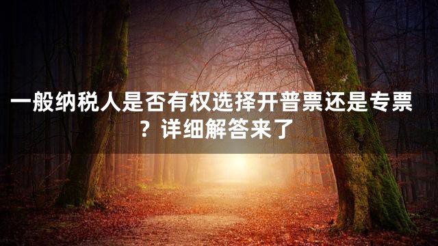 一般纳税人是否有权选择开普票还是专票？详细解答来了