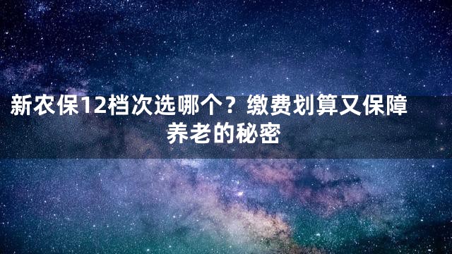 新农保12档次选哪个？缴费划算又保障养老的秘密