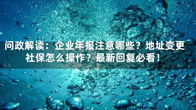问政解读：企业年报注意哪些？地址变更社保怎么操作？最新回复必看！