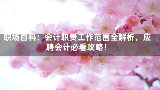 职场百科：会计职责工作范围全解析，应聘会计必看攻略！