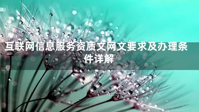 互联网信息服务资质文网文要求及办理条件详解