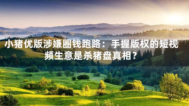 小猪优版涉嫌圈钱跑路：手握版权的短视频生意是杀猪盘真相？