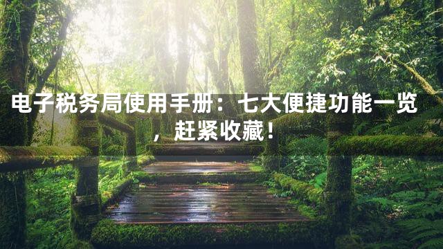 电子税务局使用手册：七大便捷功能一览，赶紧收藏！