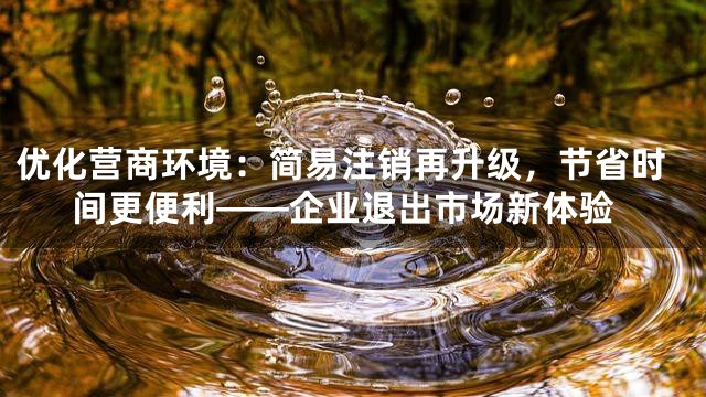 优化营商环境：简易注销再升级，节省时间更便利——企业退出市场新体验