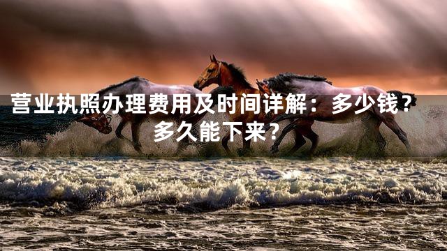 营业执照办理费用及时间详解：多少钱？多久能下来？