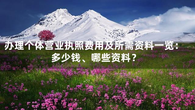 办理个体营业执照费用及所需资料一览：多少钱、哪些资料？