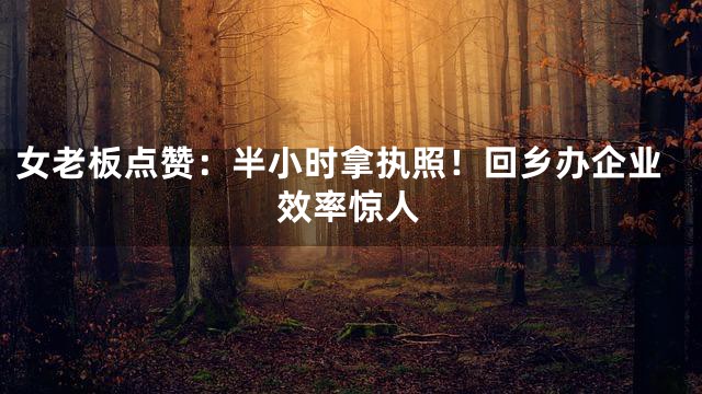 女老板点赞：半小时拿执照！回乡办企业效率惊人