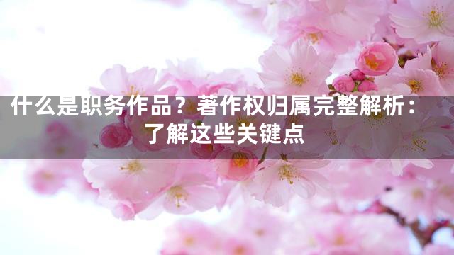 什么是职务作品？著作权归属完整解析：了解这些关键点