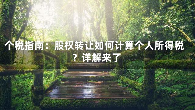 个税指南：股权转让如何计算个人所得税？详解来了