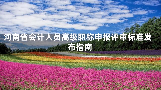 河南省会计人员高级职称申报评审标准发布指南