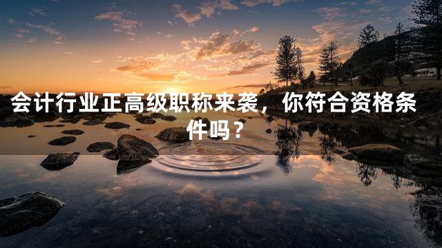 会计行业正高级职称来袭，你符合资格条件吗？