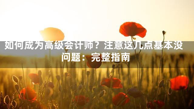 如何成为高级会计师？注意这几点基本没问题：完整指南