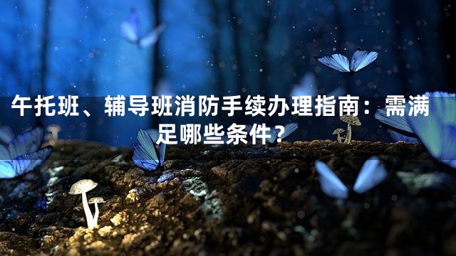 午托班、辅导班消防手续办理指南：需满足哪些条件？