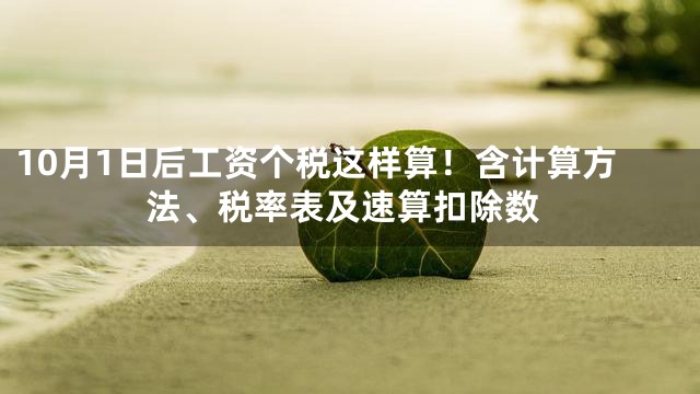 10月1日后工资个税这样算！含计算方法、税率表及速算扣除数