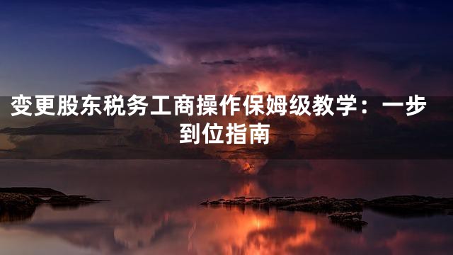 变更股东税务工商操作保姆级教学：一步到位指南