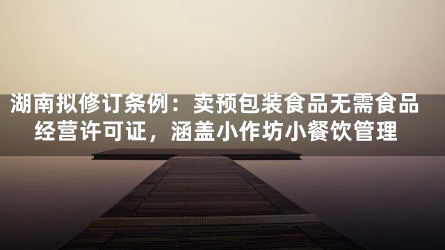 湖南拟修订条例：卖预包装食品无需食品经营许可证，涵盖小作坊小餐饮管理