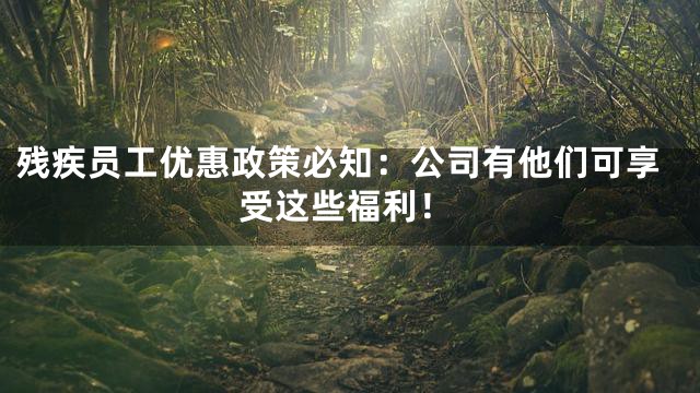 残疾员工优惠政策必知：公司有他们可享受这些福利！