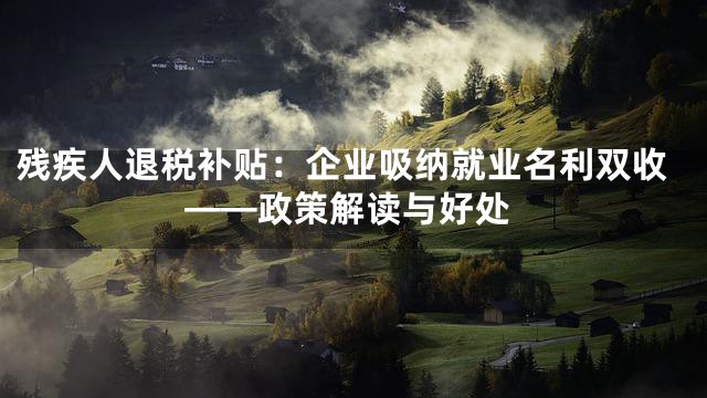 残疾人退税补贴：企业吸纳就业名利双收——政策解读与好处