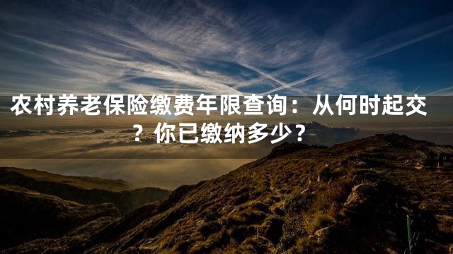 农村养老保险缴费年限查询：从何时起交？你已缴纳多少？