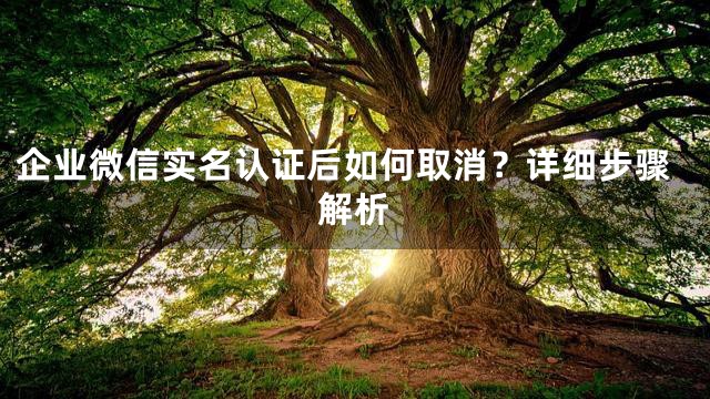 企业微信实名认证后如何取消？详细步骤解析