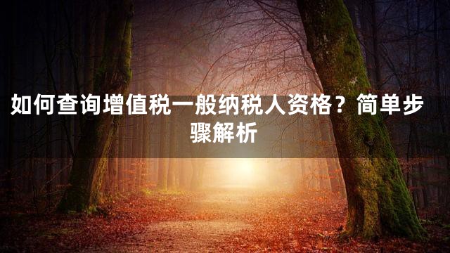 如何查询增值税一般纳税人资格？简单步骤解析