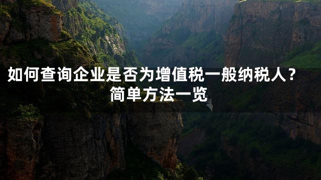如何查询企业是否为增值税一般纳税人？简单方法一览