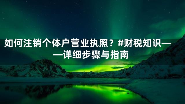 如何注销个体户营业执照？#财税知识——详细步骤与指南