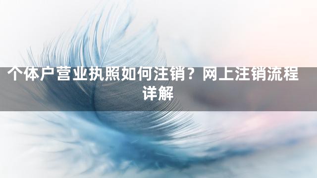 个体户营业执照如何注销？网上注销流程详解