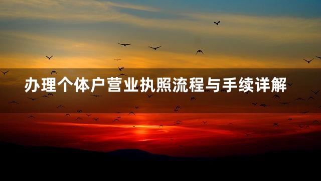 办理个体户营业执照流程与手续详解