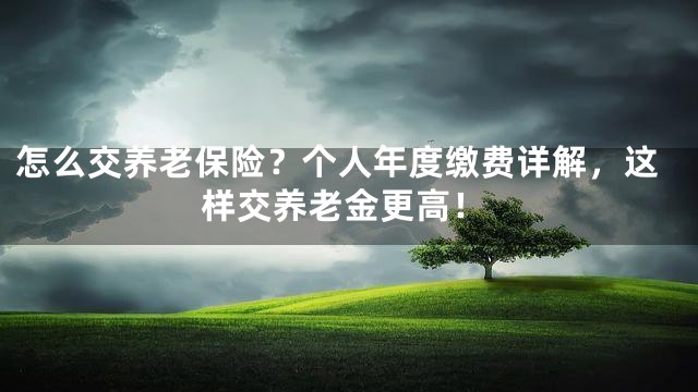 怎么交养老保险？个人年度缴费详解，这样交养老金更高！