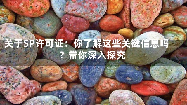 关于SP许可证：你了解这些关键信息吗？带你深入探究