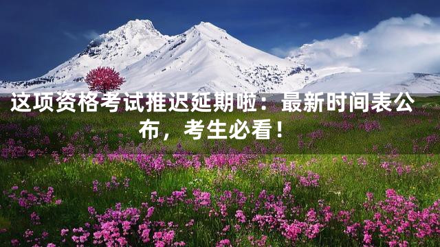 这项资格考试推迟延期啦：最新时间表公布，考生必看！