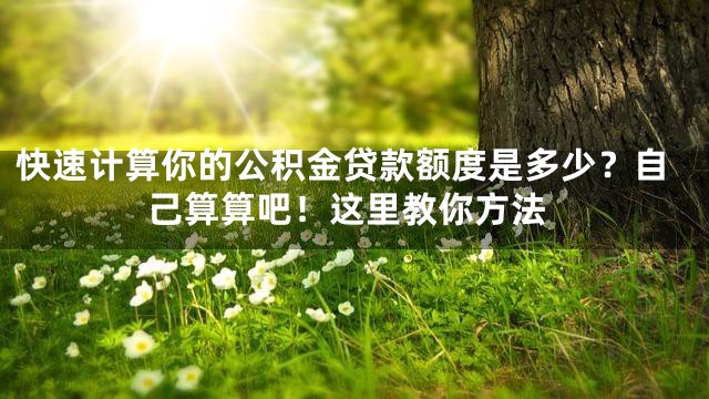 快速计算你的公积金贷款额度是多少？自己算算吧！这里教你方法