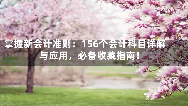 掌握新会计准则：156个会计科目详解与应用，必备收藏指南！