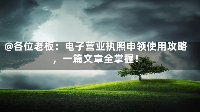 @各位老板：电子营业执照申领使用攻略，一篇文章全掌握！