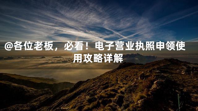 @各位老板，必看！电子营业执照申领使用攻略详解