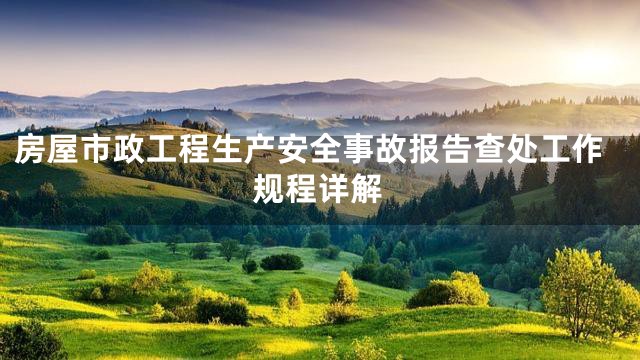 房屋市政工程生产安全事故报告查处工作规程详解
