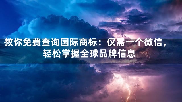 教你免费查询国际商标：仅需一个微信，轻松掌握全球品牌信息